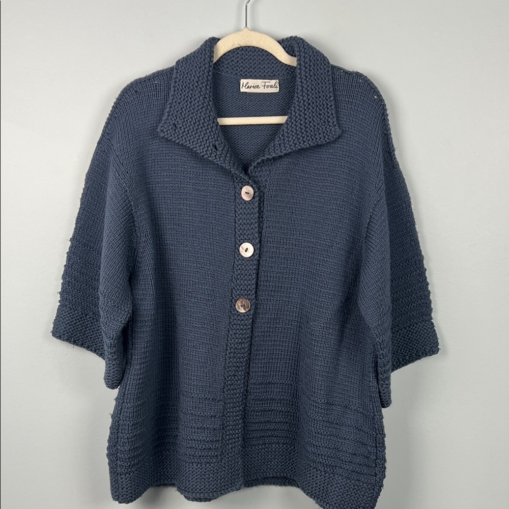 Marion Foale Knitwear 100% wool made in England knit cardigan sweater - Picture 2 of 9